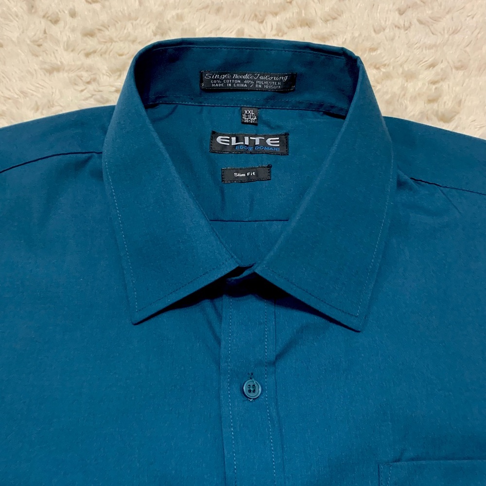 🛍️ EDDIE DOMAN Elite Slim Fit Single Needle Tailoring Button-Up Shirt - Size XXL